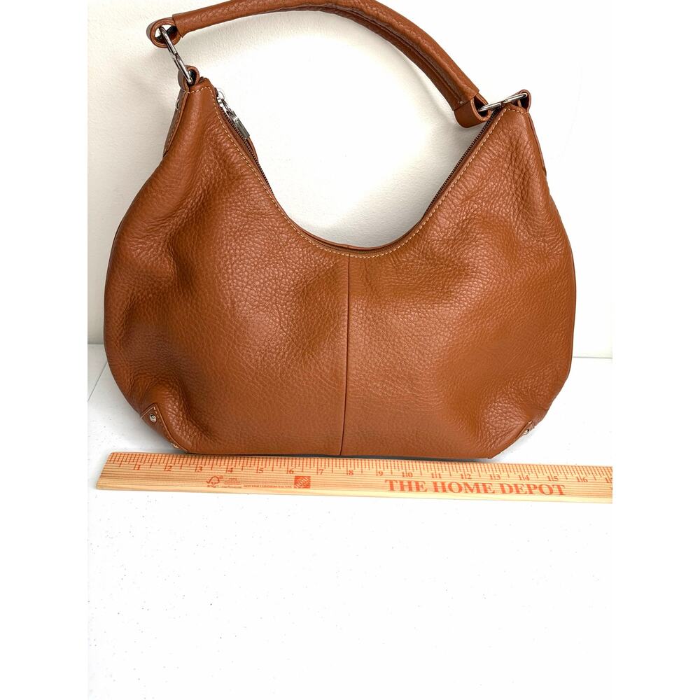 Talbots Pebbled Leather Shoulder Bag Purse Brown Preppy Chic Classic Neutral - Picture 4 of 12